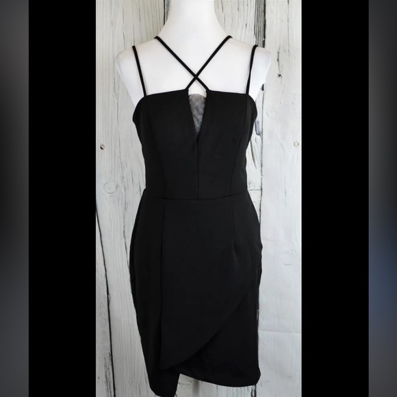 City Studio Women’s CrissCross Black Bodycon Mini Dress Size 7 - Picture 1 of 6